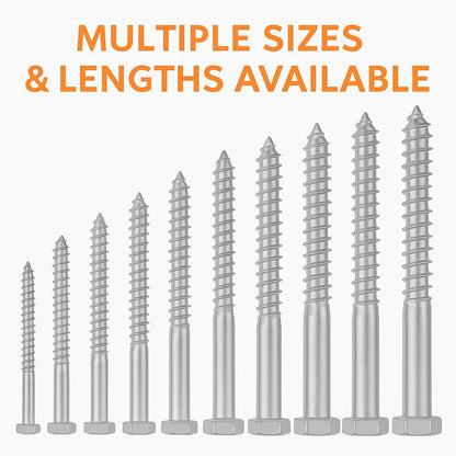 IMSCREWS 3/8  x 3-1/2  Hex Head Lag Screws, 304 Stainless Steel, Partially Threaded Structural Wood Bolts, 10   pcs - image 5