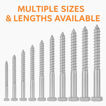 5/16" x 3" Hex Head Lag Screws, 304 Stainless Steel 18-8, Partially Threaded, Pack of 10 - Heavy Duty Wood Screws by IMSCREWS - image 5