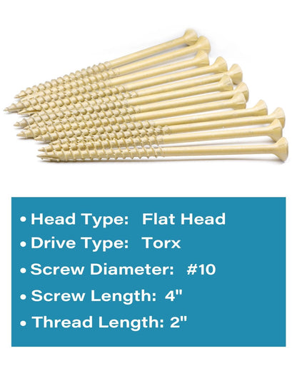 #10 x 4 Inch Deck Screws - 75 Pcs, Exterior Wood Screws, Carbon Steel Star Drive, Coarse Threads, Anti-Corrosion, Tan Coated, Rust-Resistant for Decks, Fences, and Outdoor Projects | by IMSCREWS - image 3
