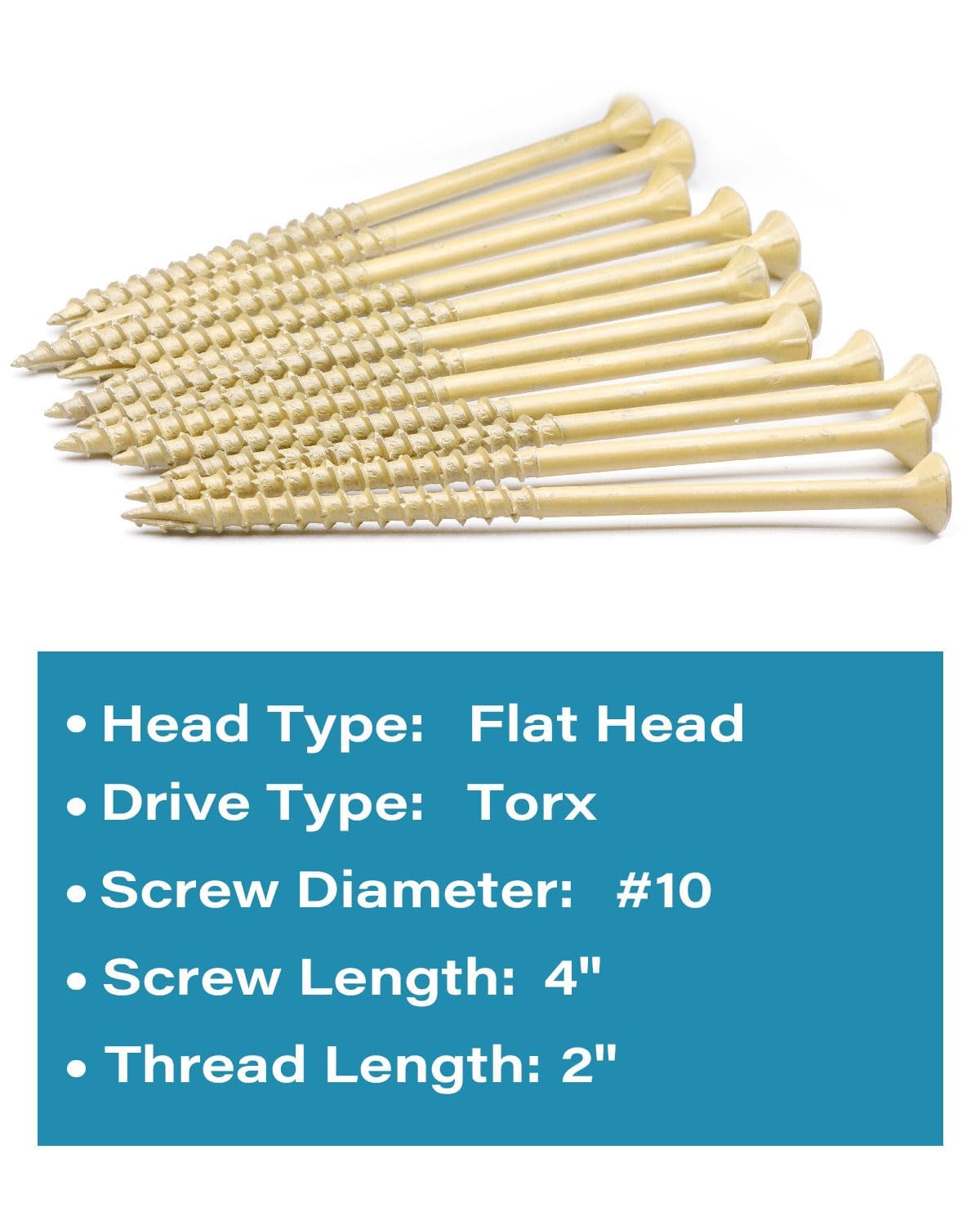 #10 x 4 Inch Deck Screws - 200 Pcs, Exterior Wood Screws, Carbon Steel Star Drive, Coarse Threads, Anti-Corrosion, Tan Coated, Rust-Resistant for Decks, Fences, and Outdoor Projects | by IMSCREWS - image 3
