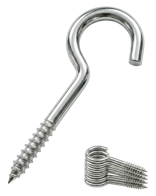 IMSCREWS 10Pcs 2-3/8" (60mm) 304 Stainless Steel Screw-in Eye Hooks, Open Loop Eyelets for Hanging Lightweight Items, Indoor & Outdoor