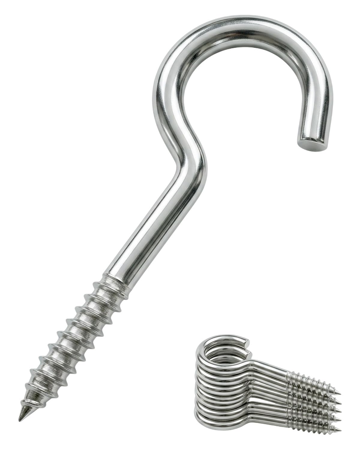 IMSCREWS 20Pcs 2-3/8" (60mm) 304 Stainless Steel Screw-in Eye Hooks, Open Loop Eyelets for Hanging Lightweight Items, Indoor & Outdoor