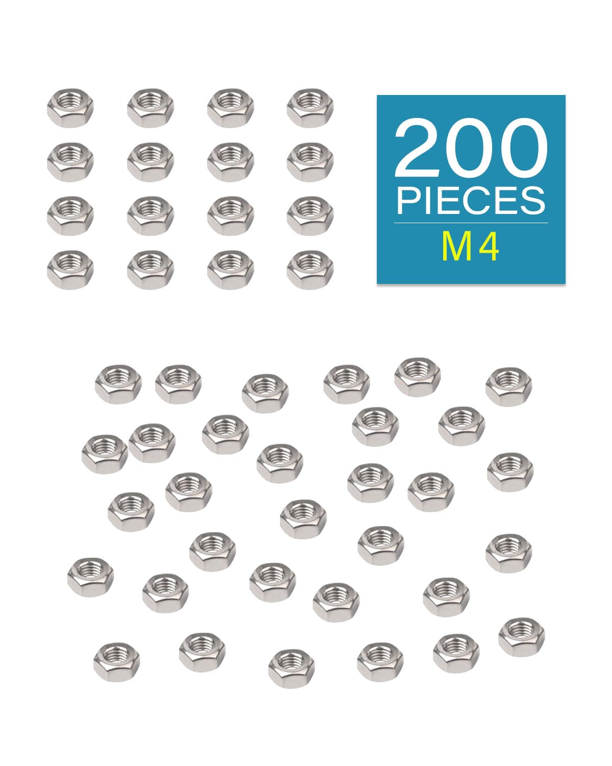 M4-0.7 Hex Nuts - IMScrews 304 Stainless Steel Hex Nuts - Durable, Rust-Resistant Fasteners for Home Repair and Professional Projects Pack of 200 - image 2