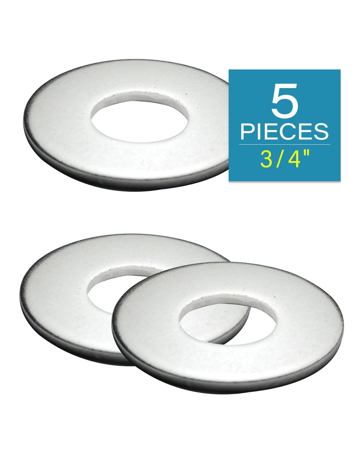 IMScrews 3/4" USS Large Flat Washers 304 Stainless Steel Washers (Pack of 5) - Durable, Rust-Resistant, Heavy Duty, Essential Hardware for Construction and DIY Projects - image 2