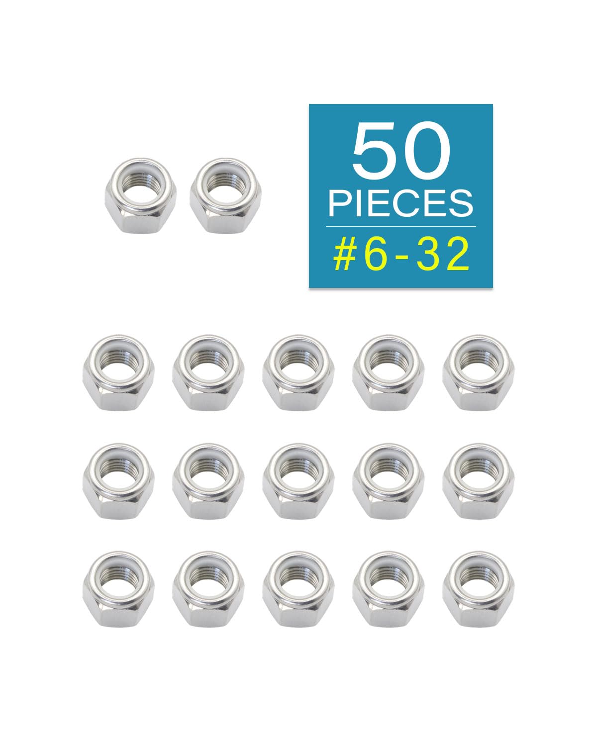 #6-32 Locknuts - IMScrews 304 Stainless Steel Hardware Locknuts - Durable and Rust-Resistant Fasteners for Home Repairs and Professional Projects Pack of 50 - image 2