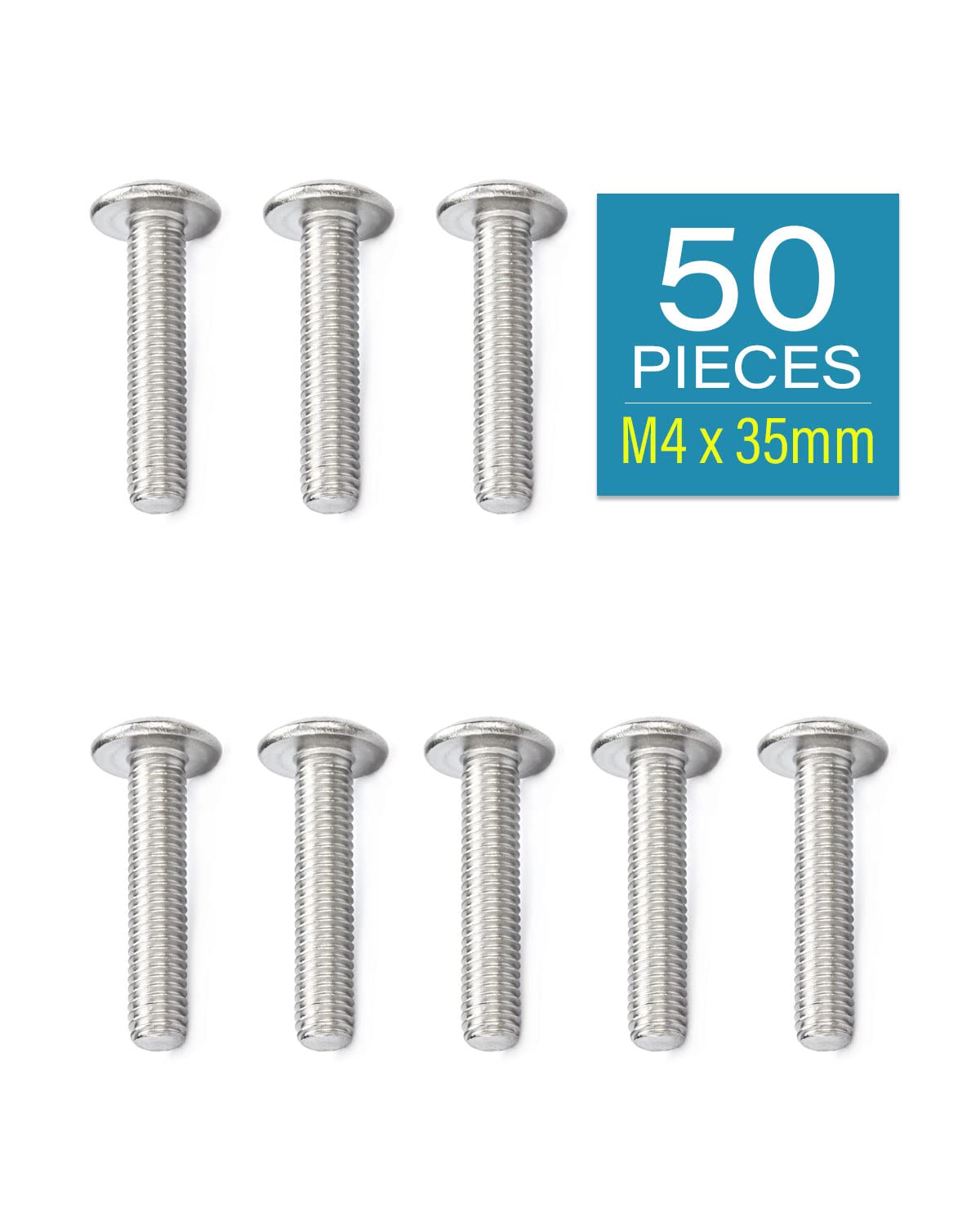 IMScrews M4-0.7 x 35mm Phillips Truss Head Bolts Screws, 304 Stainless Steel Machine Screws Pack of 50 - image 2
