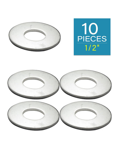 IMScrews 1/2" USS Large Flat Washers 304 Stainless Steel Washers (Pack of 10) - Durable, Rust-Resistant, Heavy Duty, Essential Hardware for Construction and DIY Projects - image 2