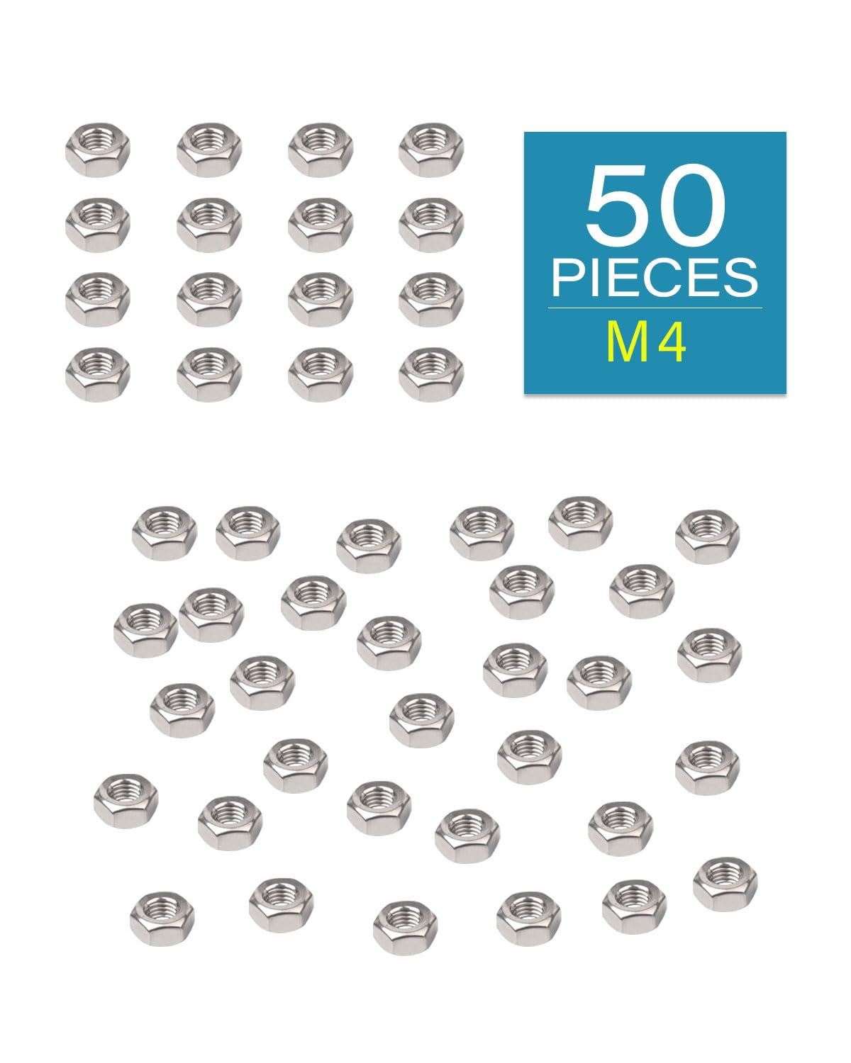 M4-0.7 Hex Nuts - IMScrews 304 Stainless Steel Hex Nuts - Durable, Rust-Resistant Fasteners for Home Repair and Professional Projects Pack of 50 - image 2