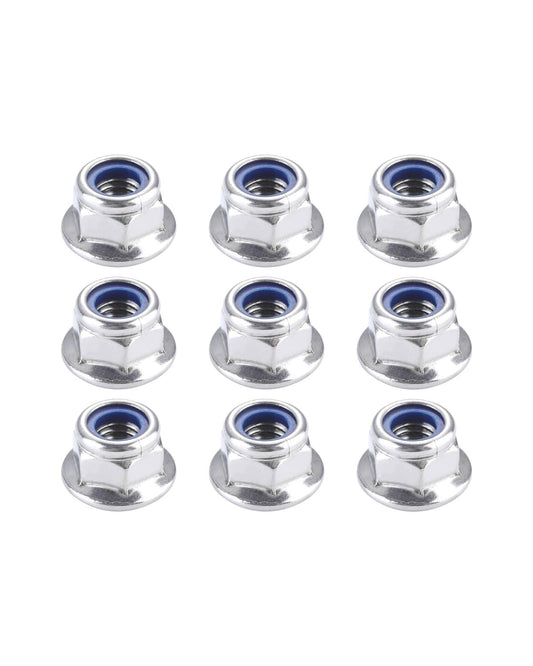 IMScrews M8-1.25 Flange Nuts, 304 Stainless Steel Hex Flange Lock Nuts DIN6926 with Integrated Washer Base and Blue Nylon Insert, Corrosion Resistant, Pack of 50