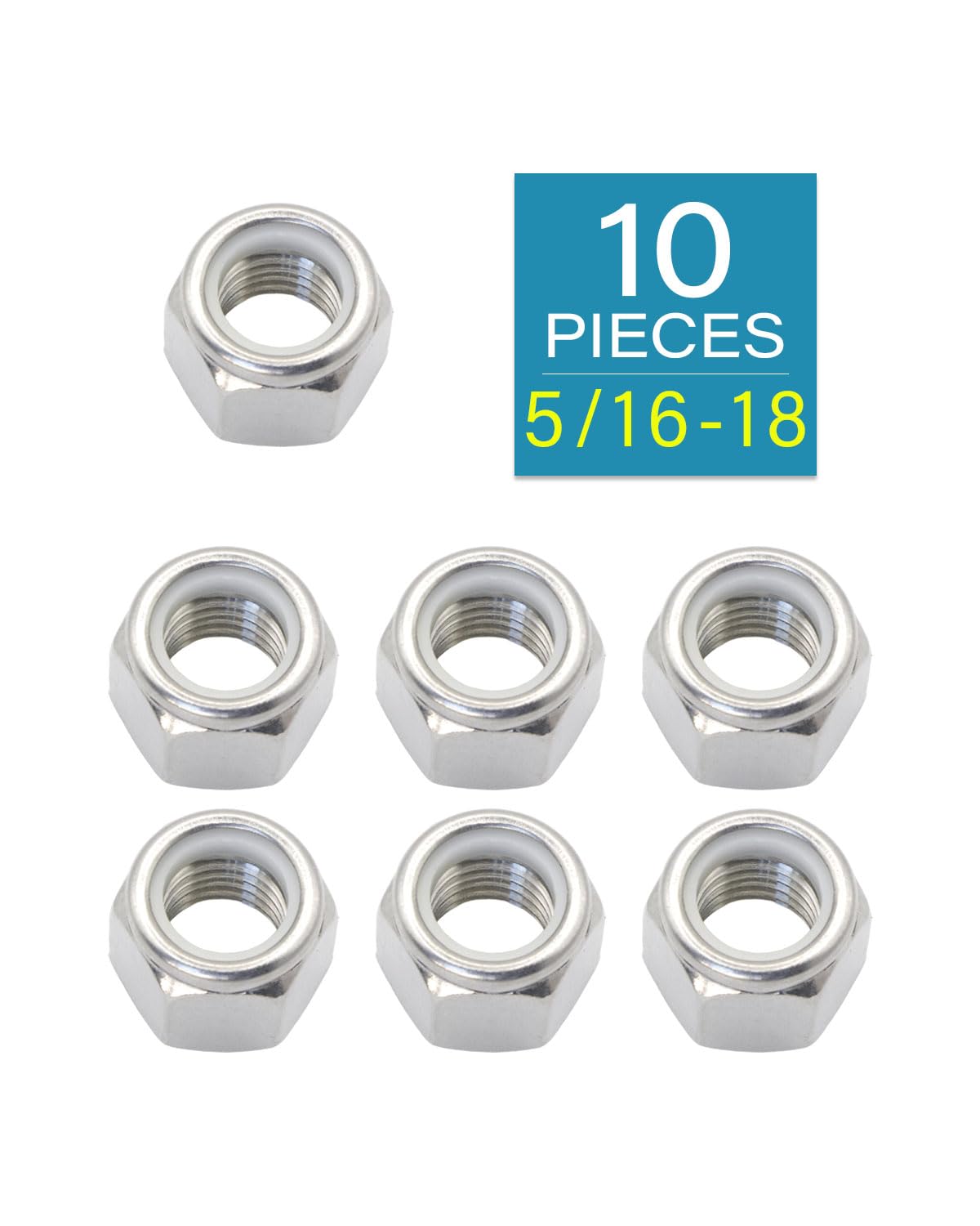 5/16-18 Locknuts - IMScrews 304 Stainless Steel Hardware Locknuts - Durable and Rust-Resistant Fasteners for Home Repairs and Professional Projects Pack of 10 - image 2