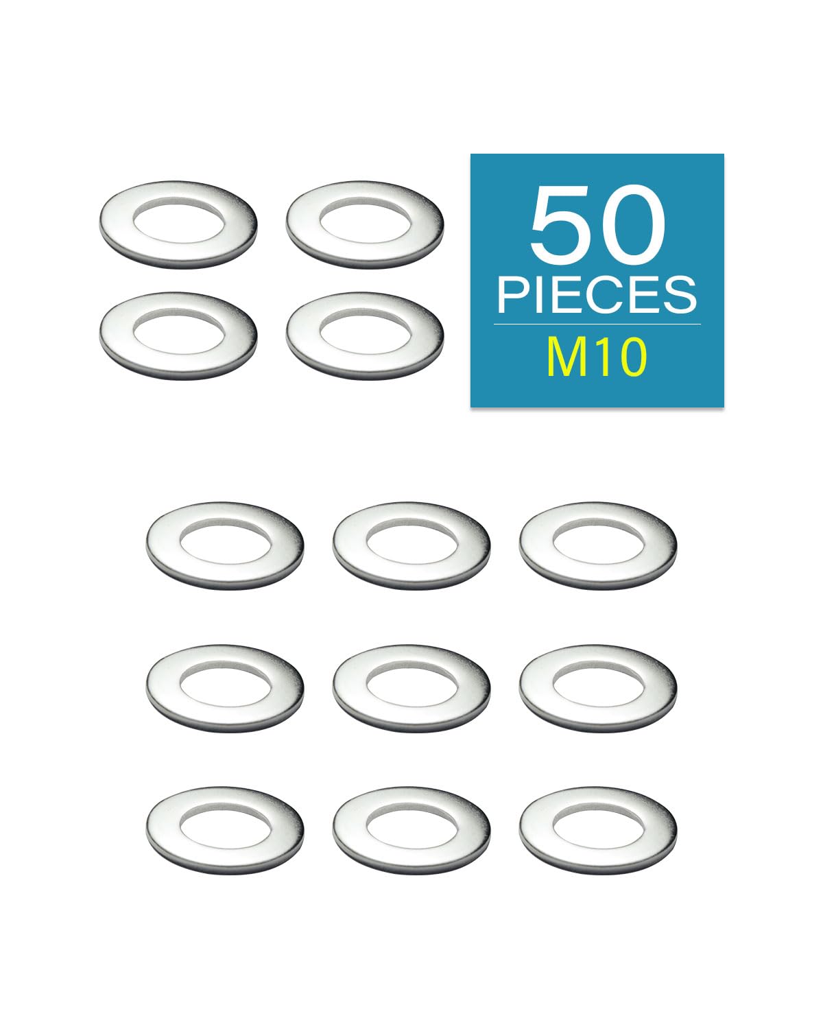 IMScrews M10 304 Stainless Steel Flat Washers for Bolts and Screws - Pack of 50 - Durable Hardware Essentials - image 2