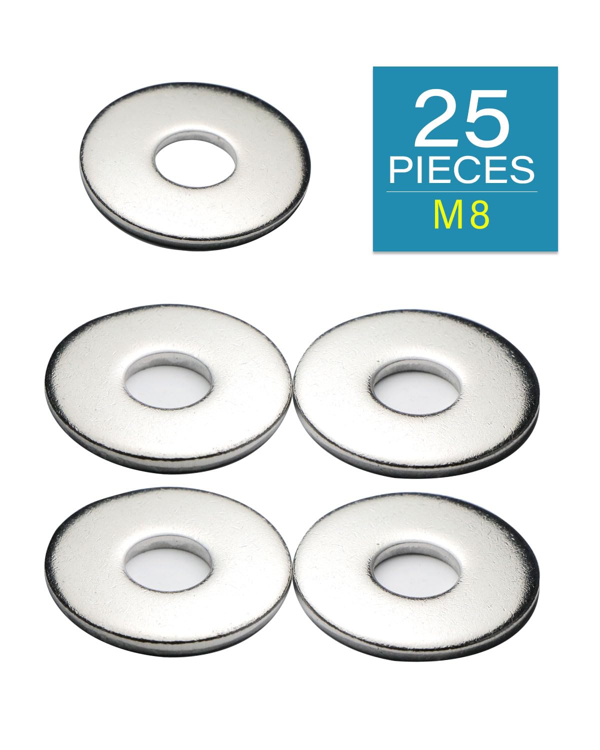 IMScrews M8 Extra Large Flat Washers - 304 Stainless Steel Washers GB5287 - Heavy-Duty Hardware for Superior Load Distribution - Pack of 25 - image 2