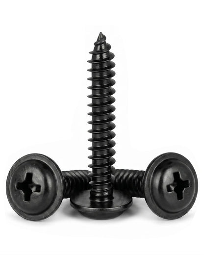 IMSCREWS 50 Pcs M4 x 12mm Black Self Tapping Screws, 304 Stainless Steel Phillips Pan Washer Head, Natural Black No Peeling, Type A Point for Metal/Wood/Plastic - image 2