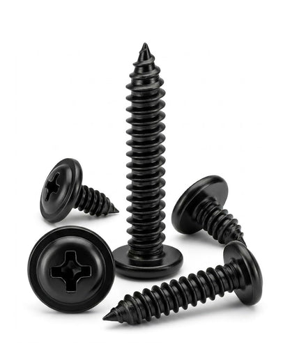 IMSCREWS 50 Pcs M4 x 25mm Self Tapping Screws, 304 Stainless Steel Phillips Pan Washer Head, Natural Black No Peeling, Sheet Metal Wood Screws - image 6