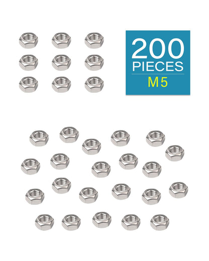 M5-0.8 Hex Nuts - IMScrews 304 Stainless Steel Hex Nuts - Durable, Rust-Resistant Fasteners for Home Repair and Professional Projects Pack of 200 - image 2