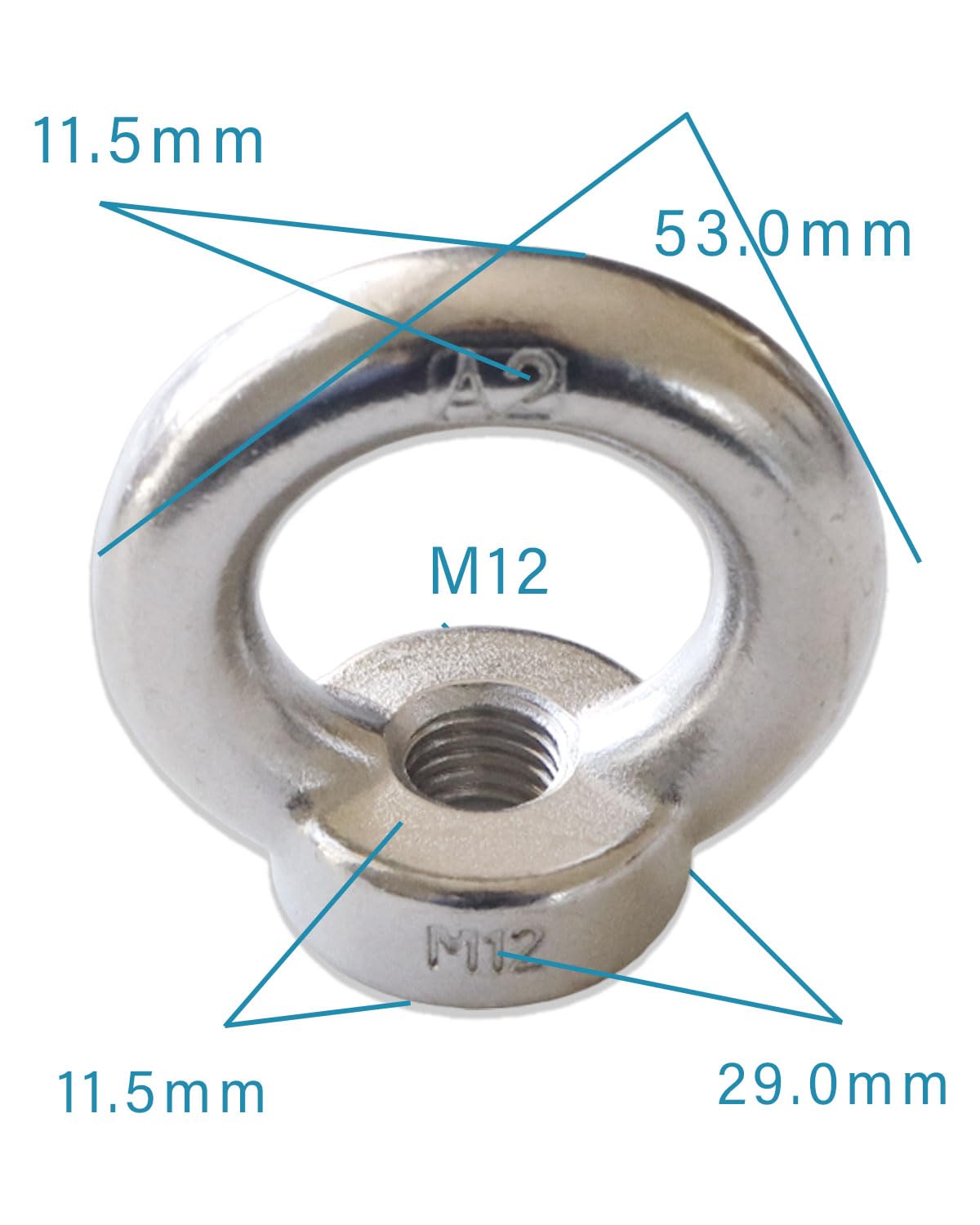 M12-1.75 Eye Nuts - IMScrews 304 Stainless Steel Eye Nuts - Resilient Hardware for Home Repairs and Professional Projects Pack of 4 - image 3