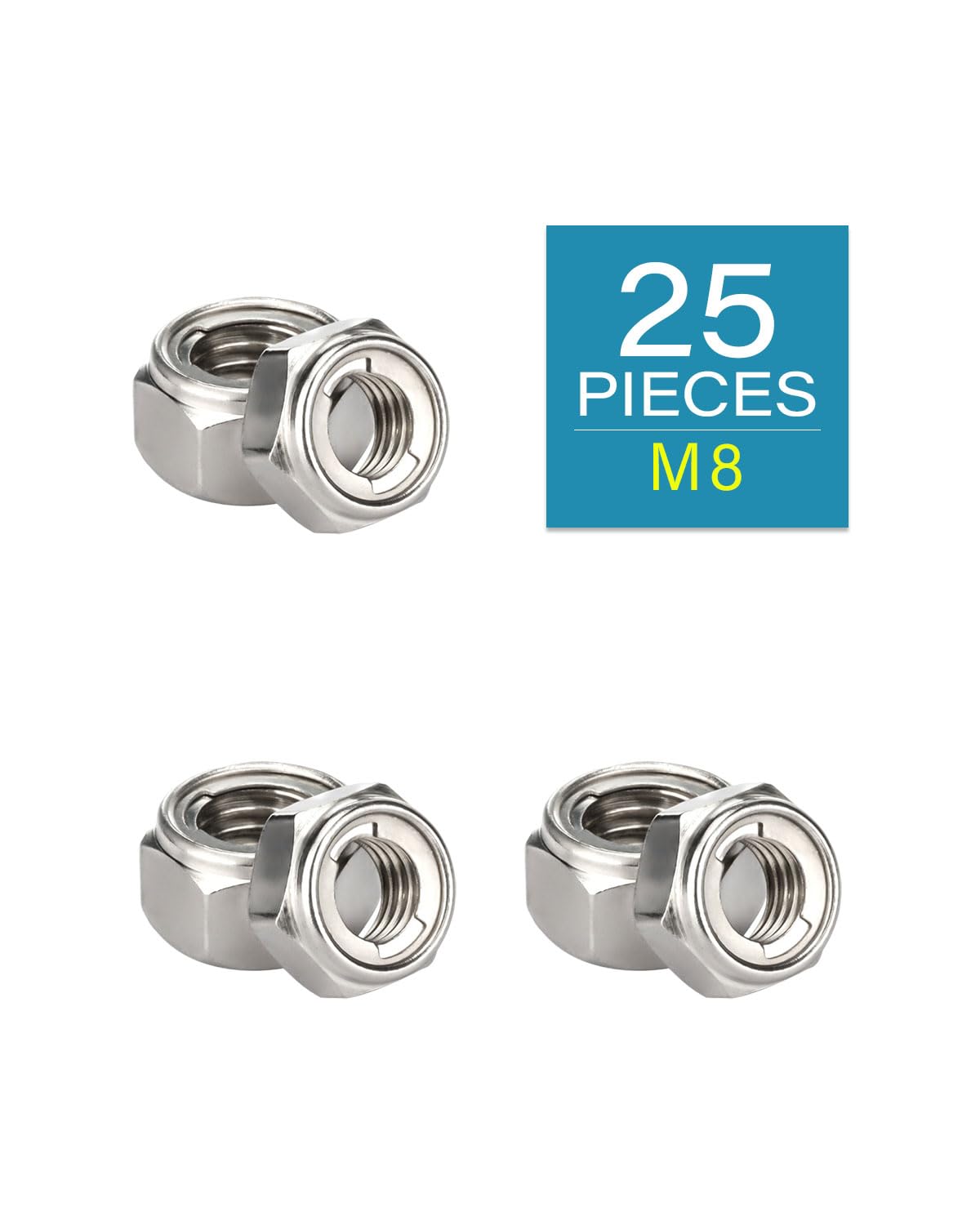 M8-1.25 Locknuts - IMScrews 304 Stainless Steel Locknuts - Durable Hardware for Home Repairs and Professional Projects Pack of 25 - image 2