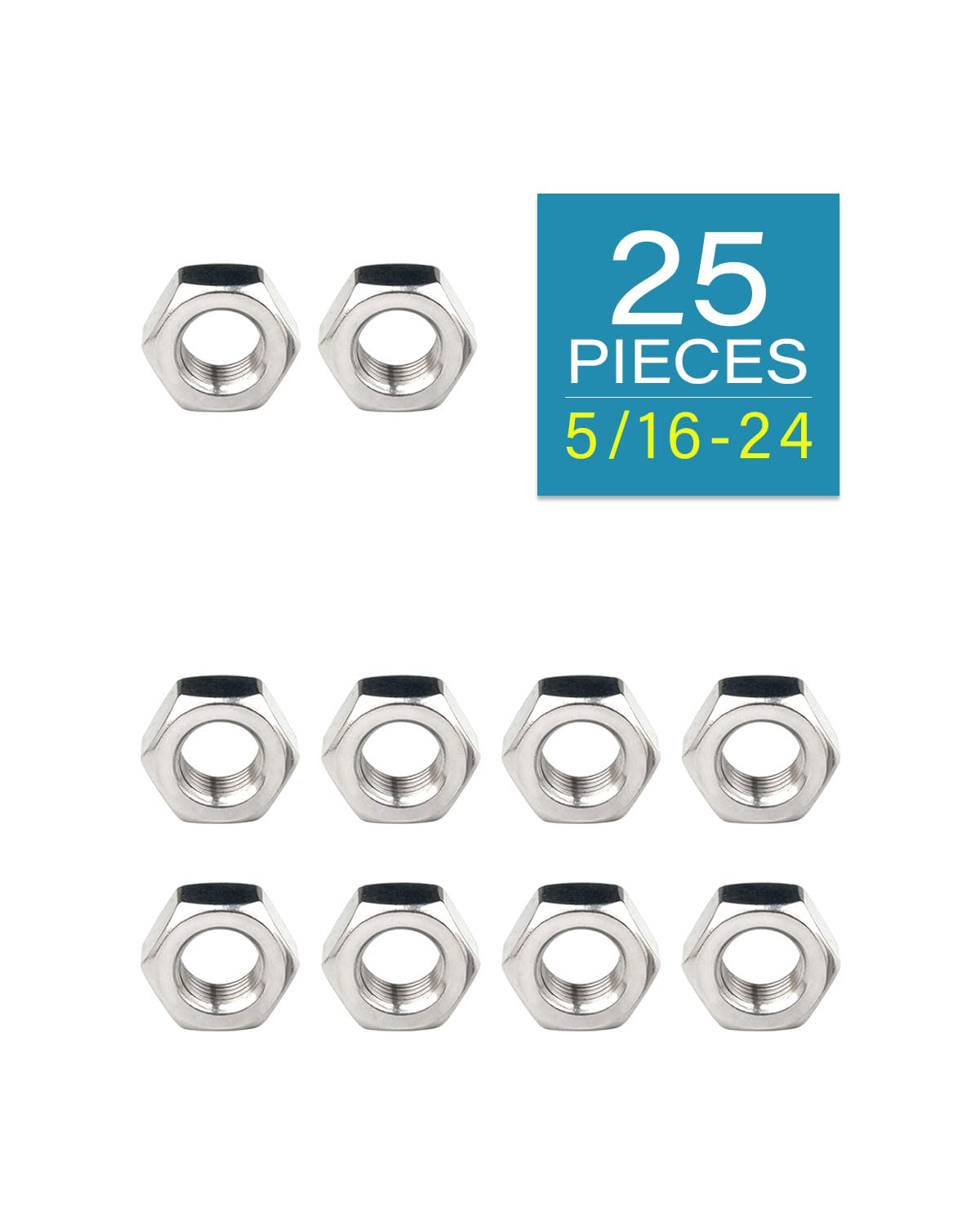 5/16-24 Hex Nuts - IMScrews 304 Stainless Steel Hex Nuts - Corrosion-Resistant Fasteners for Diverse Projects Pack of 25 - image 2