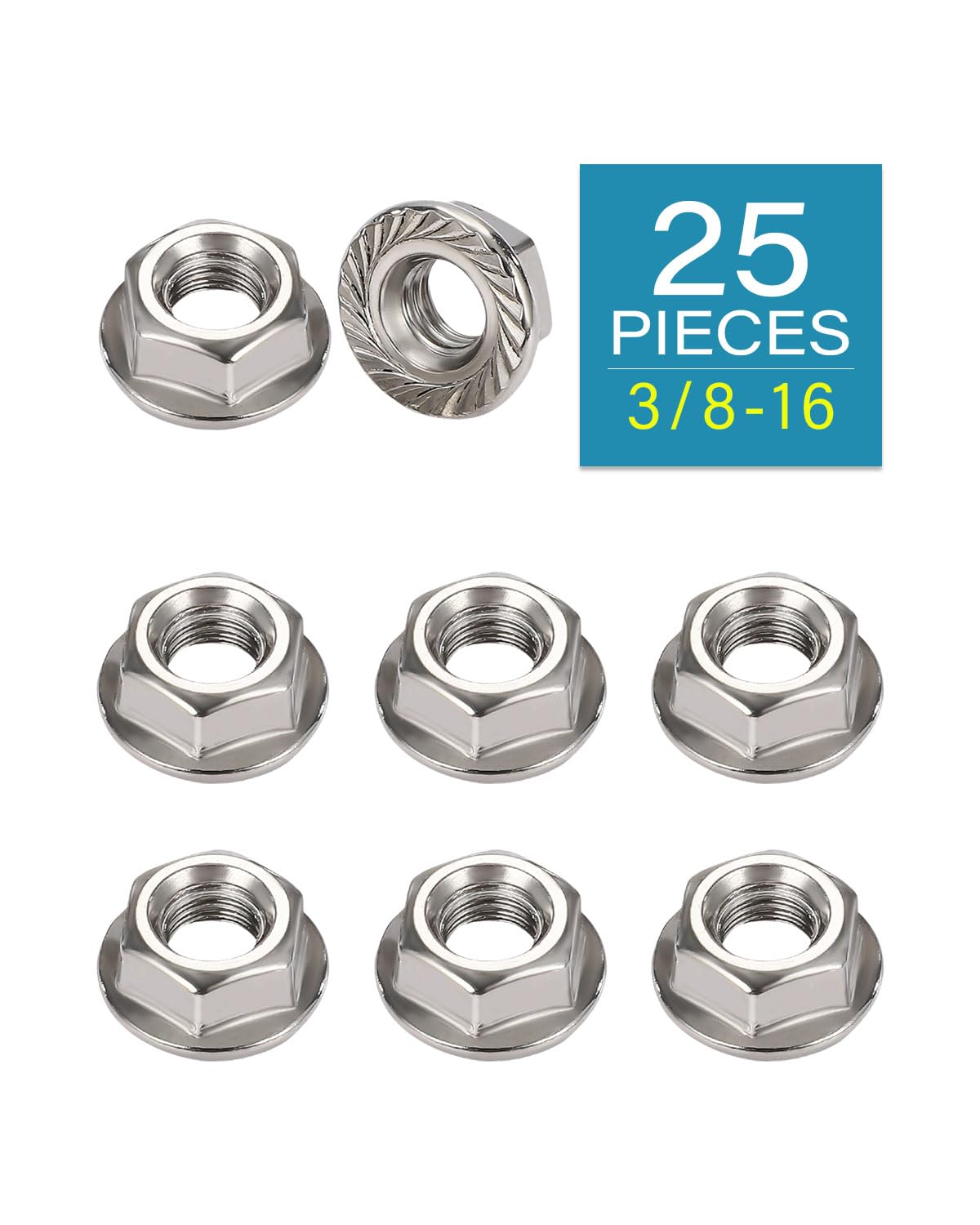 3/8-16 Flange Nuts - IMScrews 304 Stainless Steel Flange Nuts - Resilient Fasteners for Home Maintenance and Professional Projects Pack of 25 - image 2
