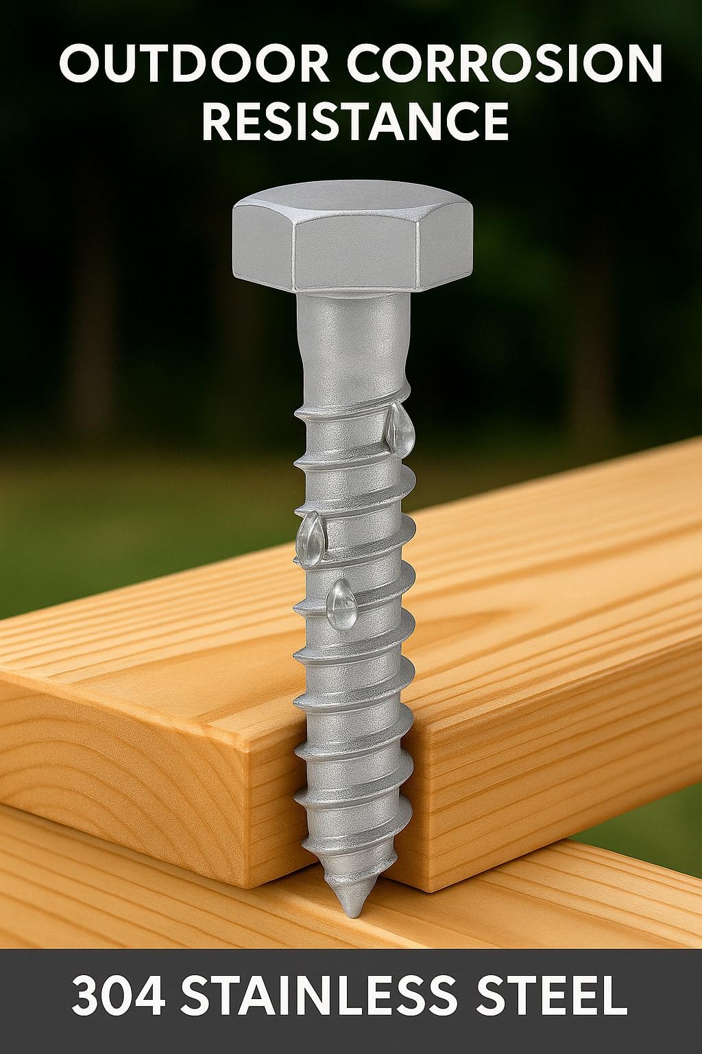 IMSCREWS 5/16  x 1-1/2  Hex Head Lag Screws, 18-8 (304) Stainless Steel Wood Screws, Fully Threaded Heavy Duty External Hex Drive Bolts, 20 Pack - image 4
