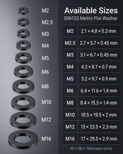 IMSCREWS M2 (2.1 x 4.8 x 0.3mm ) Black 304 Stainless Steel Flat Washers, Natural Black Finish, Secure Packaging, Hardware for Automotive, 3D Printer & Machinery, 400 Pcs - image 4