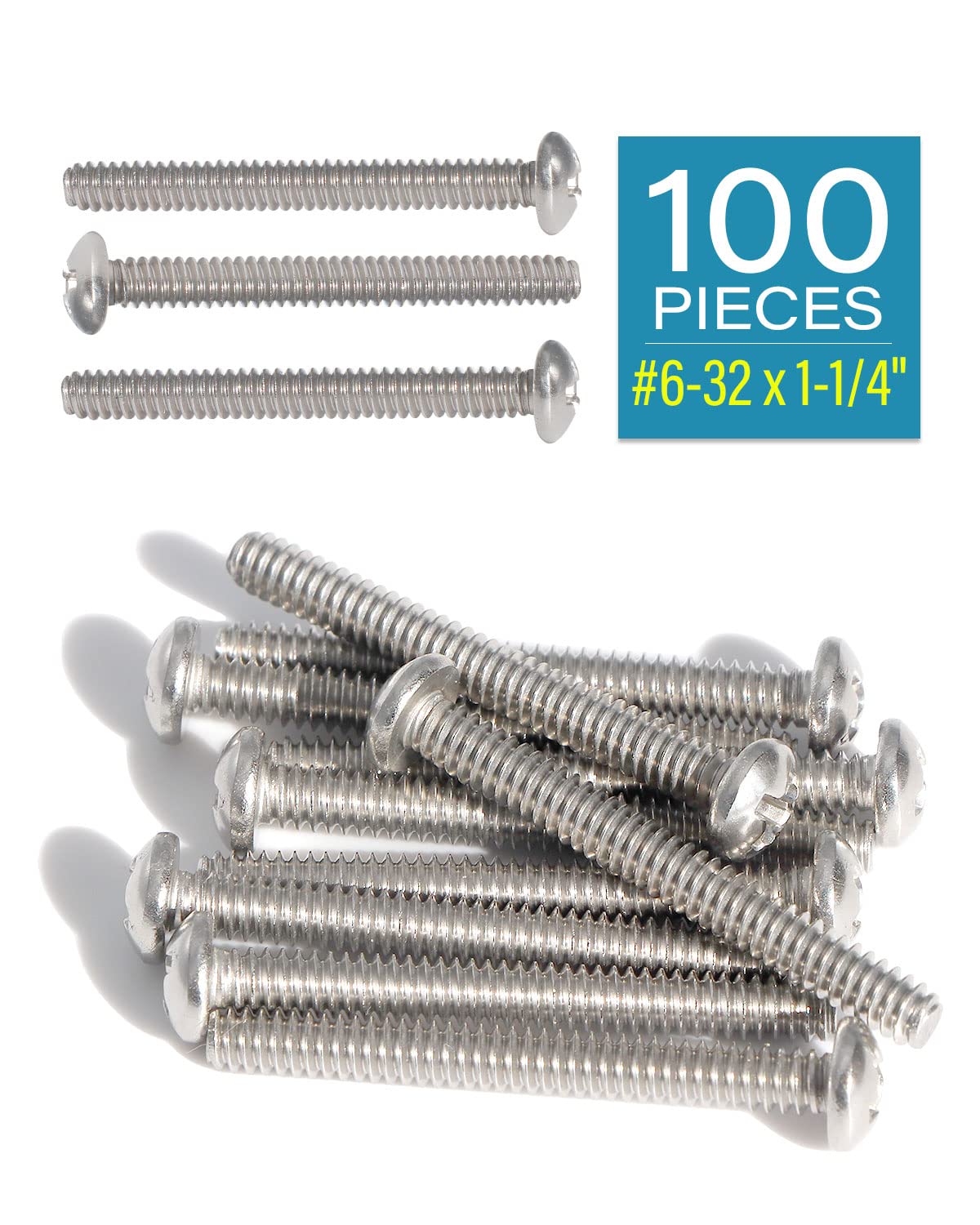 IMScrews #6-32 x 1-1/4" Phillips Pan Head Machine Screws, 304 Stainless Steel Bolts, Pack of 100 - image 2