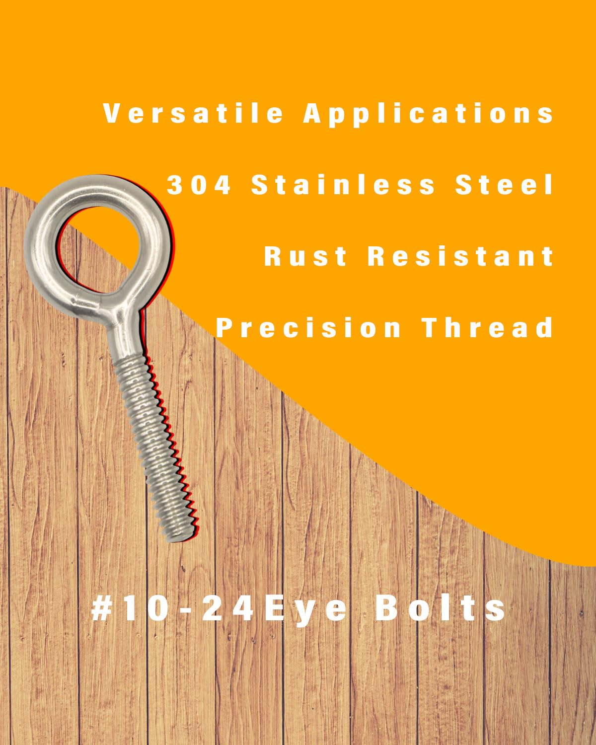 IMSCREWS 10Pcs #10-24 x 1.8" (46mm) Eye Bolts, 304 Stainless Steel Welded Closed Loop Eyelet, Burr-Free Machine Thread Fasteners for Light Rigging, Indoor & Outdoor - image 7
