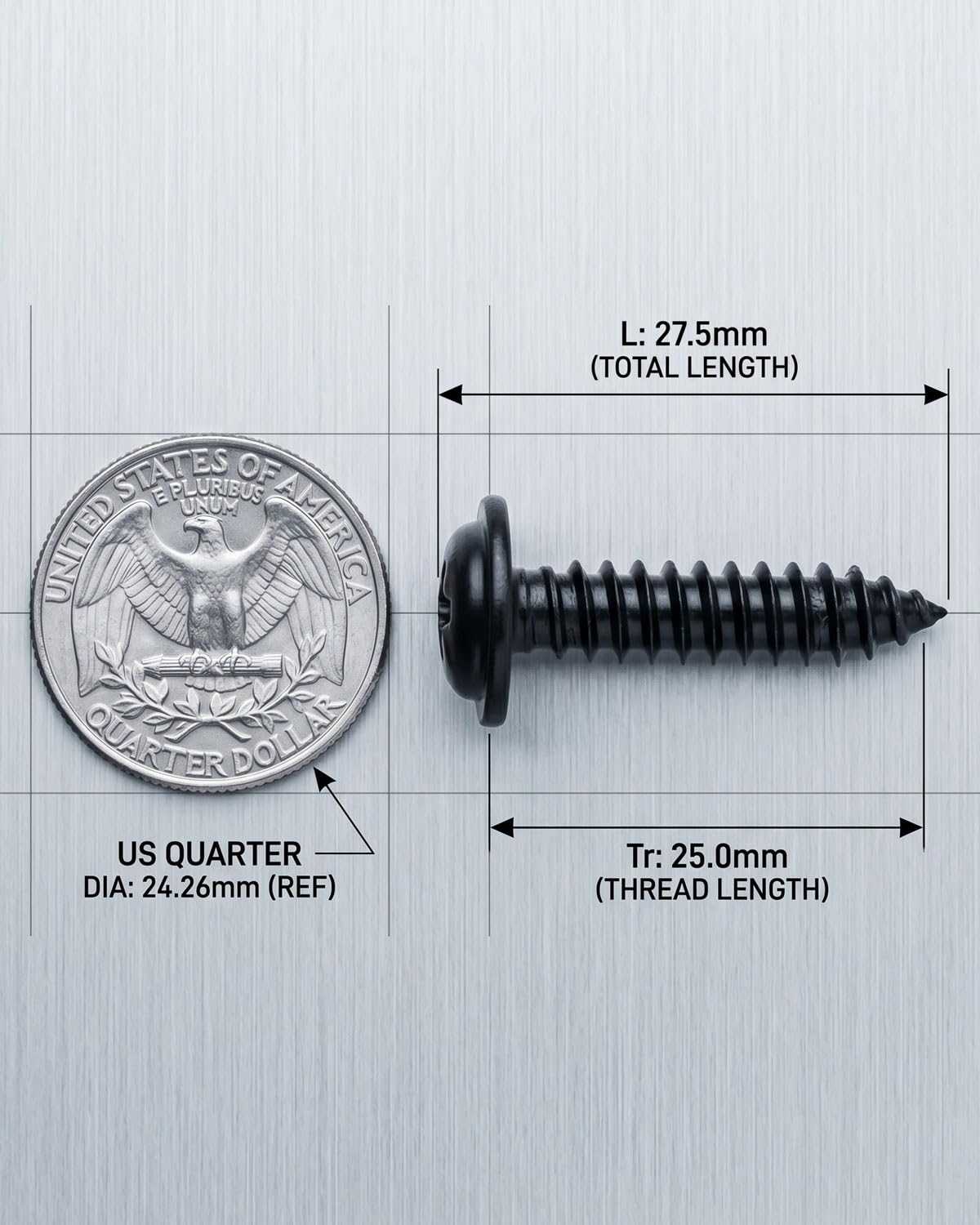 IMSCREWS 50 Pcs M4 x 25mm Self Tapping Screws, 304 Stainless Steel Phillips Pan Washer Head, Natural Black No Peeling, Sheet Metal Wood Screws - image 2