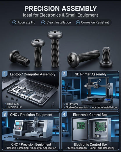 IMSCREWS M4-0.7 x 25mm 50 Pcs Black Phillips Pan Head Machine Bolts 304 Stainless Steel Metric Screws Fully Threaded for Automotive Furniture - image 4