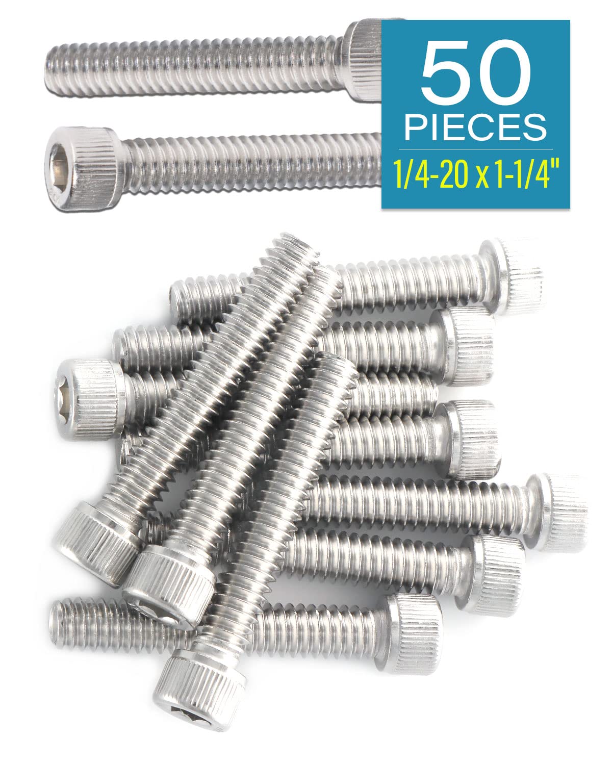 IMScrews 1/4"-20 x 1-1/4" Stainless Steel Machine Screws Bolts with Socket Cap Head and Hex Socket Drive - Pack of 50 - image 2