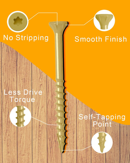 IMSCREWS 50 Pcs #10 x 3 Inch Deck Screws - Star Drive Wood Screws, Tan Epoxy Coated Exterior Construction Fasteners for Fence, Decks & Treated Lumber - Self-Tapping, Rust Resistant (No Bit) - image 3