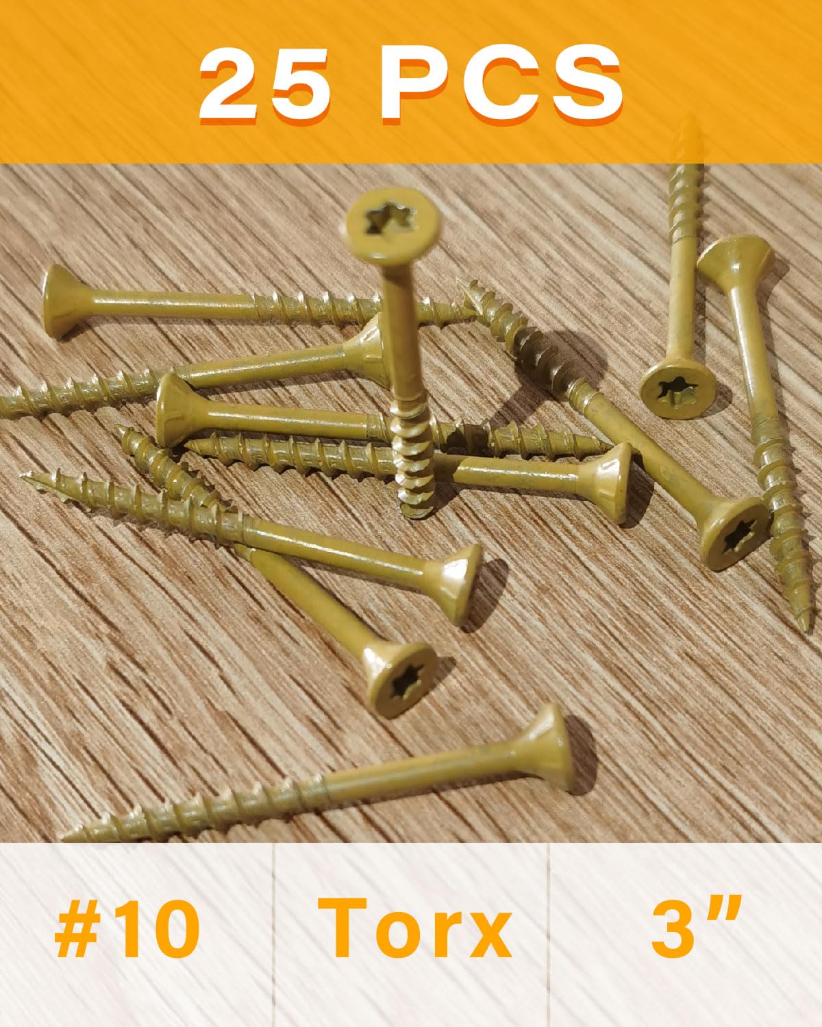 IMSCREWS #10 x 3 Inch Deck Screws 25 Pcs, Tan Coated Exterior Wood Screws for Pressure Treated Lumber, 1000-Hour Salt Spray Tested, Star Drive Flat Head with Nibs, Type 17 Point Self-Tapping - image 5