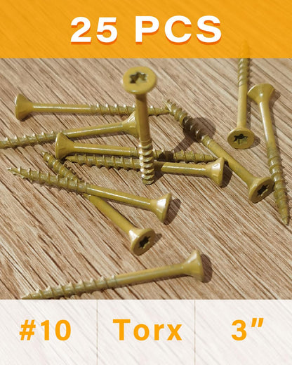 IMSCREWS #10 x 3 Inch Deck Screws 25 Pcs, Tan Coated Exterior Wood Screws for Pressure Treated Lumber, 1000-Hour Salt Spray Tested, Star Drive Flat Head with Nibs, Type 17 Point Self-Tapping - image 5