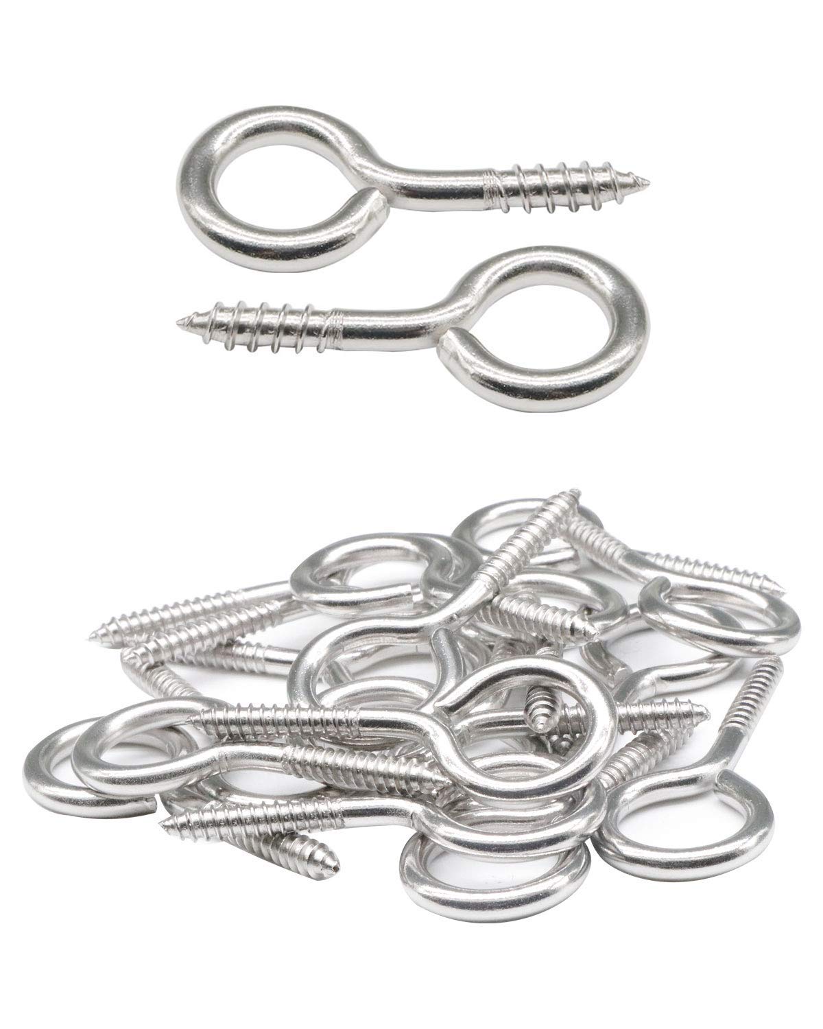 IMScrews 10Pcs #10 x 1-3/4" (1.75 Inch) Screw Eyes Eyelet Screws Lag Eyebolt Heavy Duty Hook for Wood 304 Stainless Steel