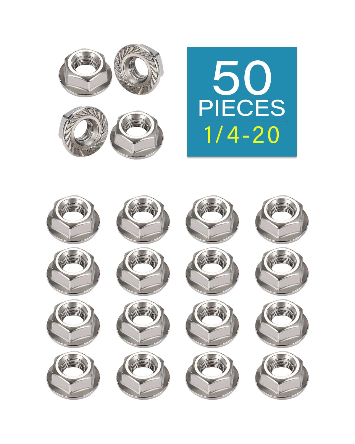 1/4-20 Flange Nuts - IMScrews 304 Stainless Steel Flange Nuts - Resilient Fasteners for Home Maintenance and Professional Projects Pack of 50 - image 2