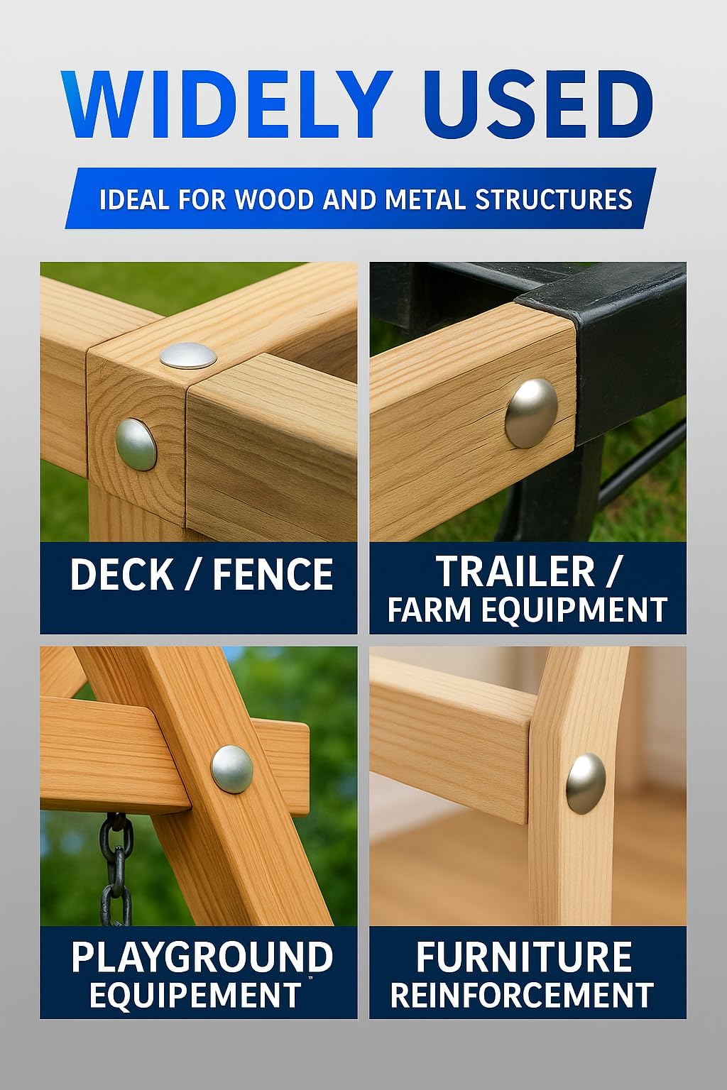 IMSCREWS 1/2-13 x 6 Carriage Bolts, 304 18-8 Stainless Steel, Round Head & Square Neck, Full Thread Extra Long Structural Wood Bolts, 2 Pack - image 6