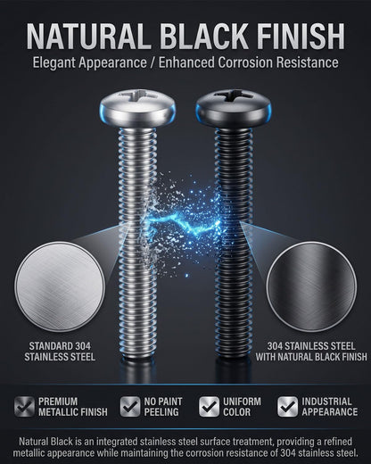 IMSCREWS M8-1.25 x 25mm 20 Pcs Black Metric Machine Screws 304 Stainless Steel Phillips Pan Head Fully Threaded Bolts for Light Machinery - image 2
