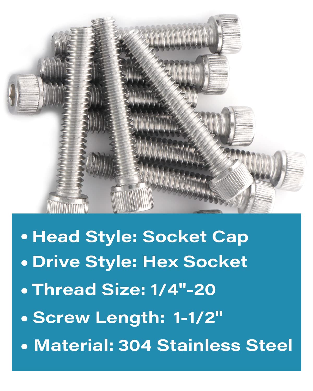IMScrews 1/4"-20 x 1-1/2" Stainless Steel Machine Screws Bolts with Socket Cap Head and Hex Socket Drive - Pack of 25 - image 3