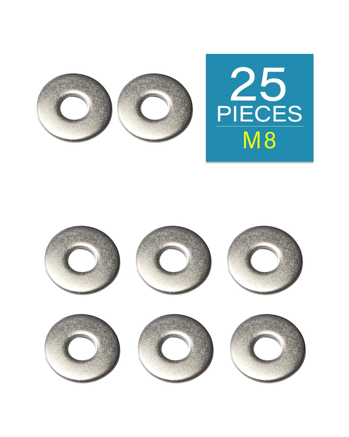 IMScrews M8 Large Flat Washers - 304 Stainless Steel Washers (Pack of 25) - Durable Hardware for Various Applications - image 2
