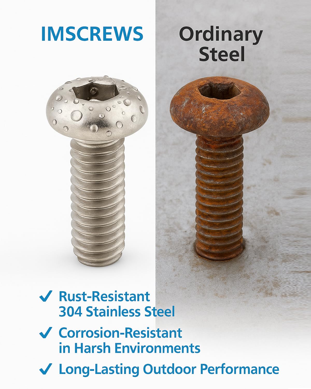 IMScrews 1/4"-20 x 2" Button Head Socket Cap Screws, 304 Stainless Steel, Hex Allen Drive, 25-Pack - image 4