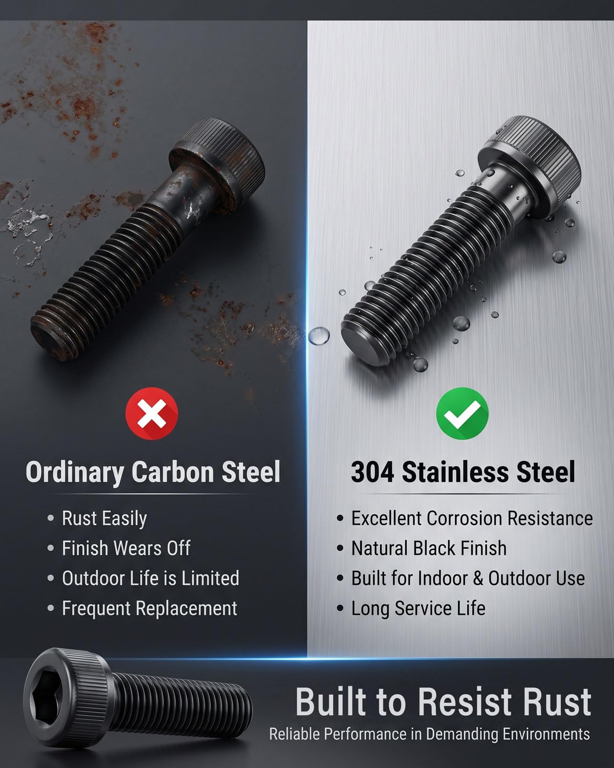 IMSCREWS M3-0.5 x 40mm Black 304 Stainless Steel Socket Head Cap Screws, Natural Non-Fading Finish, Rust Resistant Hex Allen Bolts for 3D Printer RC Models 25Pcs - image 3