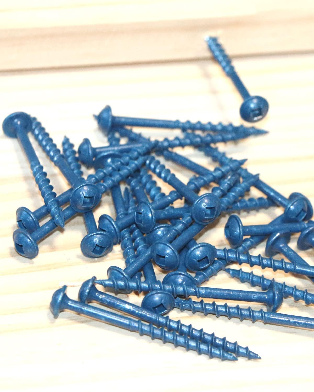 IMSCREWS 8 x 2-1/2 Inch Pocket Hole Screws 25 Pcs, Blue Epoxy Coated Exterior Wood Screws, No. 2 Square Drive Washer Head, Coarse Thread with Type 17 Point - image 6