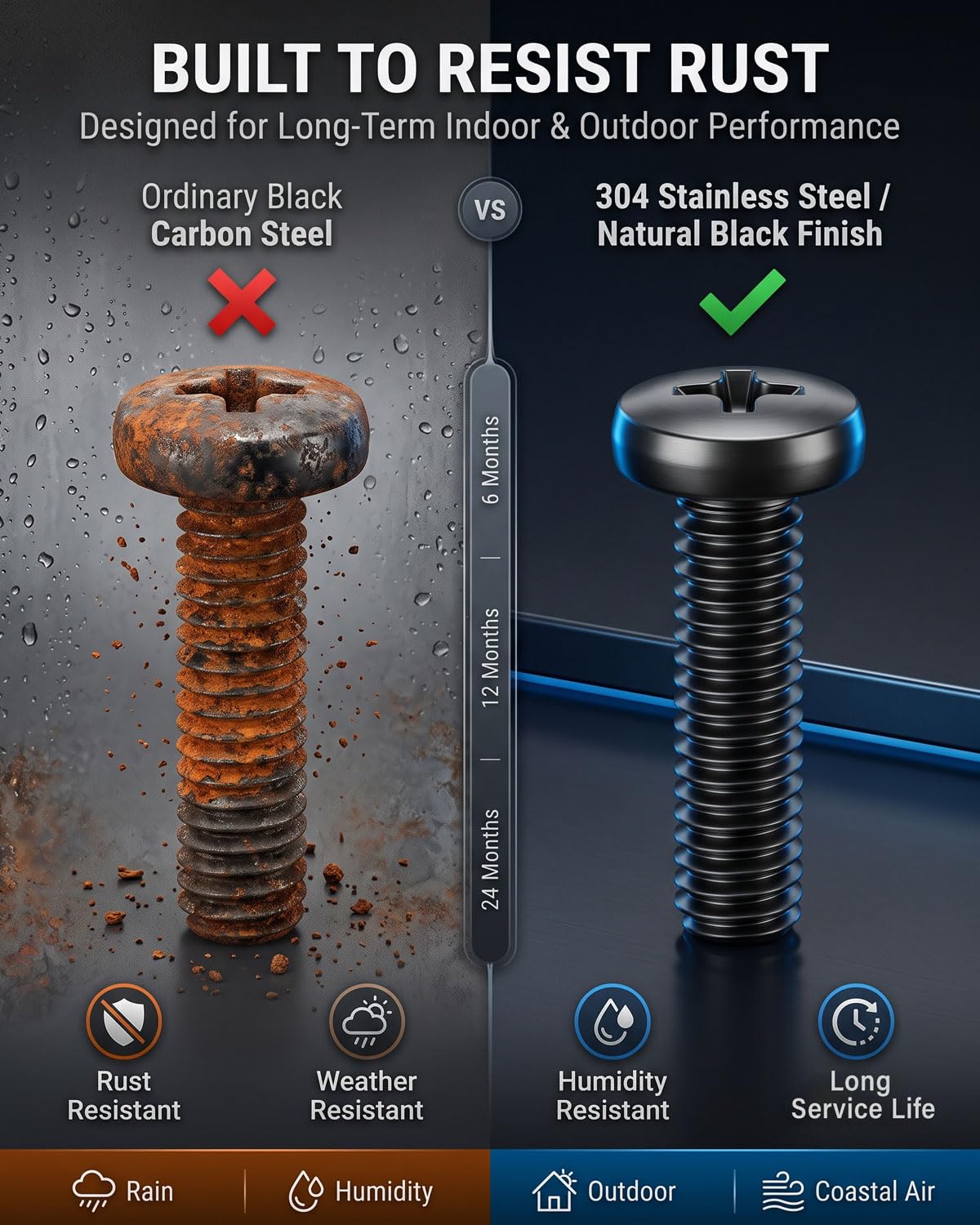 IMSCREWS M5-0.8 x 50mm 50 Pcs Black Phillips Pan Head Machine Bolts 304 Stainless Steel Metric Screws Fully Threaded for Automotive Furniture - image 3
