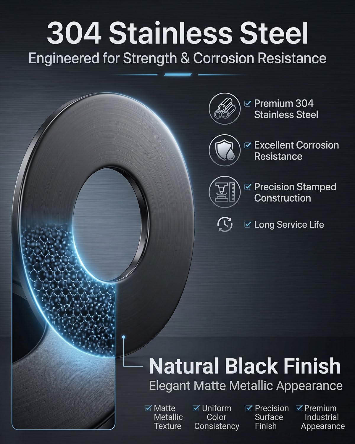 IMSCREWS M8 (8.4 x 15.5 x 1.4mm ) Black 304 Stainless Steel Flat Washers, Natural Black Finish, Secure Packaging, Hardware for Automotive, 3D Printer & Machinery, 25 Pcs - image 3
