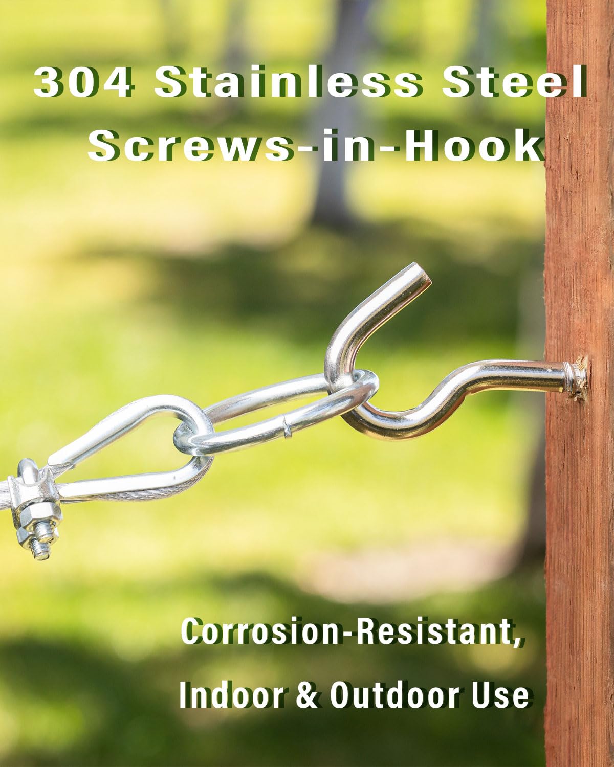 IMSCREWS 50-Pack 1-1/2 Inch 304 Stainless Steel Screw-in Hooks, Heavy Duty Eye Hooks for Ceiling, Rustproof Open Loop Screw Eyes Hanger for Outdoor String Lights, Plants, Cup, Wood Surfaces - image 2