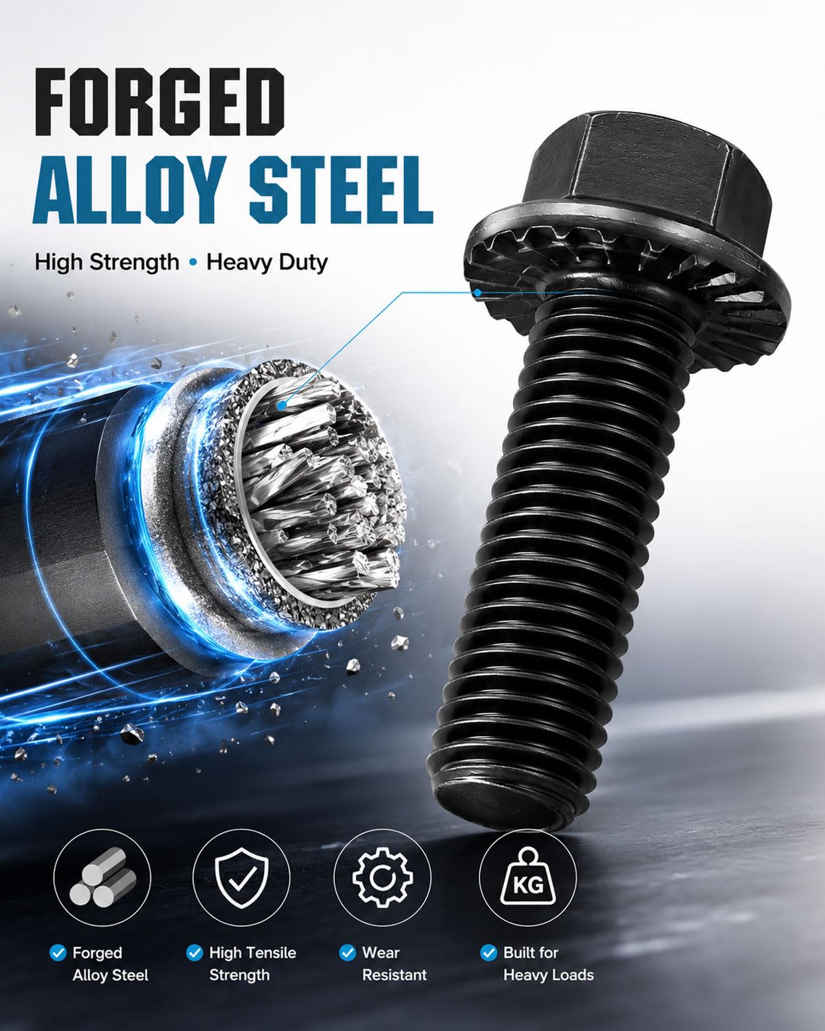 IMSCREWS Serrated Flange Bolts Grade 10.9 Metric Hex Screw [ M8-1.25 x 50mm ] [15 Pcs] - image 3