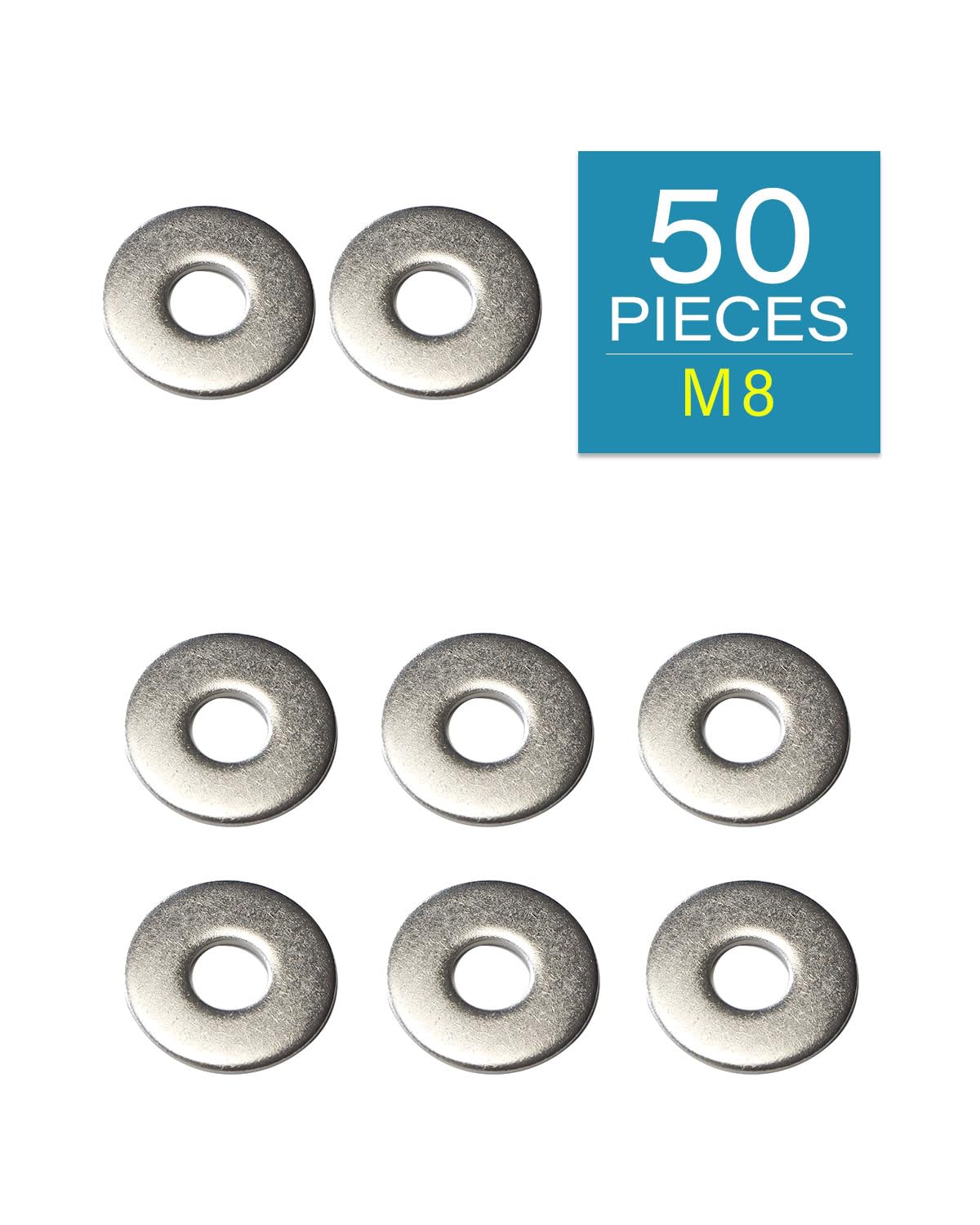 IMScrews M8 Large Flat Washers - 304 Stainless Steel Washers (Pack of 50) - Durable Hardware for Various Applications - image 2