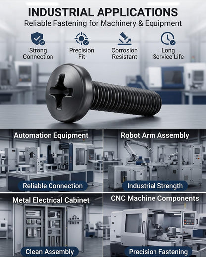 IMSCREWS M3-0.5 x 18mm 100 Pcs Black Metric Machine Screws 304 Stainless Steel Phillips Pan Head Bolts Fully Threaded for 3D Printer PC - image 5