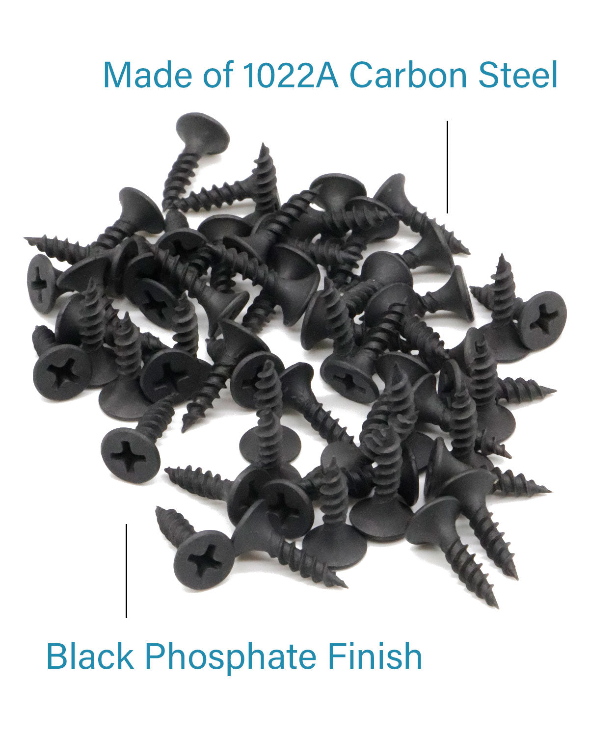 IMScrews 200pcs #6 x 5/8" Flat Head Phillips Drywall Screws Fine Thread Sharp Point Wood Screw, Carbon Steel 1022A, Black Phosphate