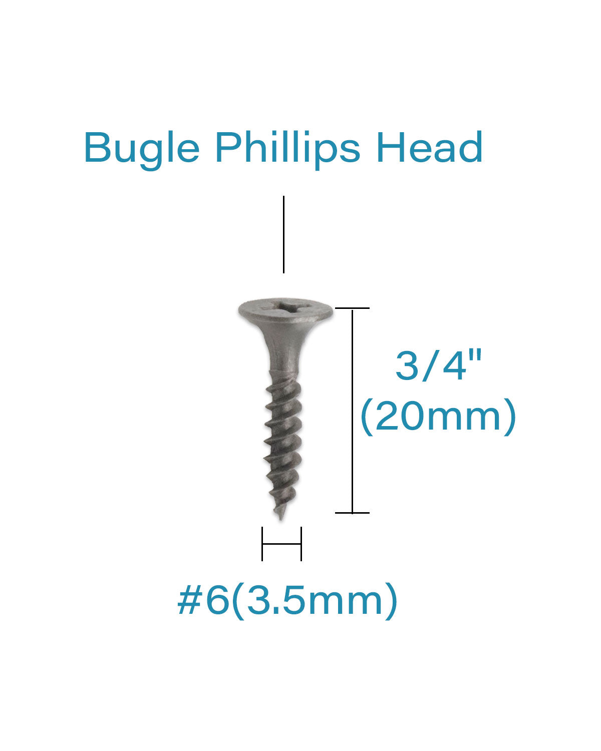 IMScrews 200pcs #6x3/4" Flat Head Phillips Drywall Screws Fine Thread Sharp Point Wood Screw, Carbon Steel 1022A, Gray Phosphate